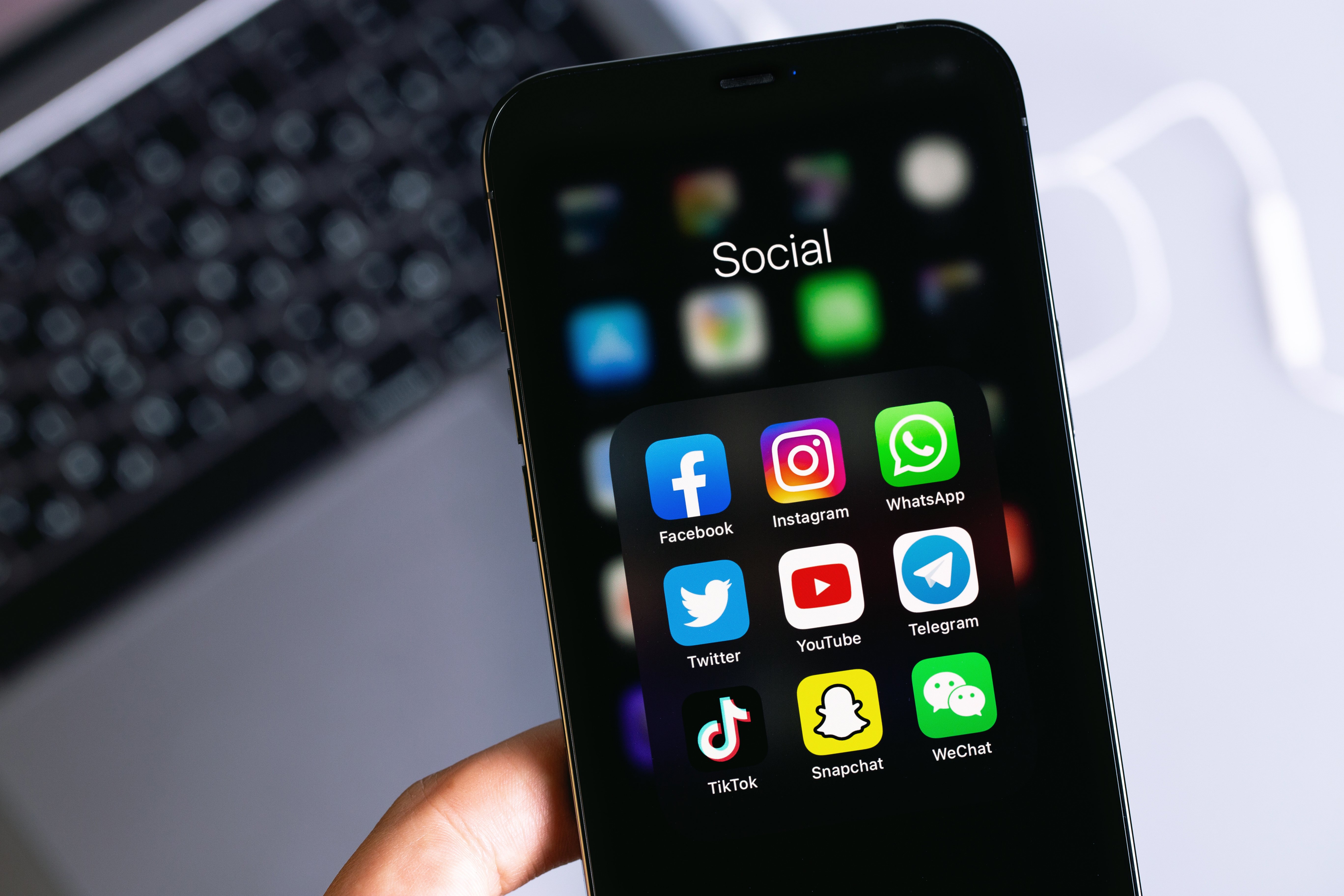Social media content ideas accessed through popular apps like Facebook, Instagram, and Twitter.