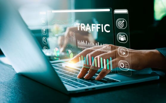 Digital marketing analytics showing website traffic impact from AI overview on SEO strategies.