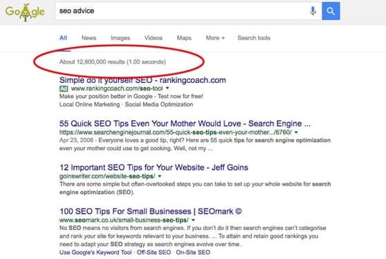 Screenshot of a Google Search Engine Results page.