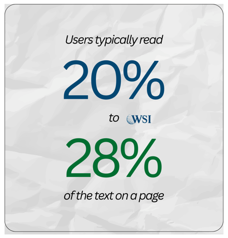 Users typically read only 20% to 28% of the text on a webpage.