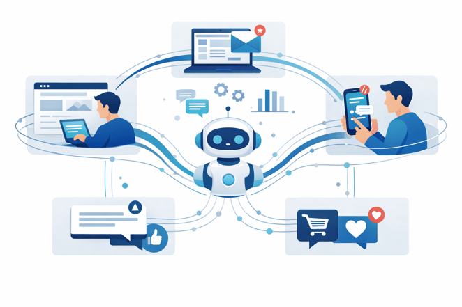 AI managing cross-channel marketing campaigns and customer engagement workflows.