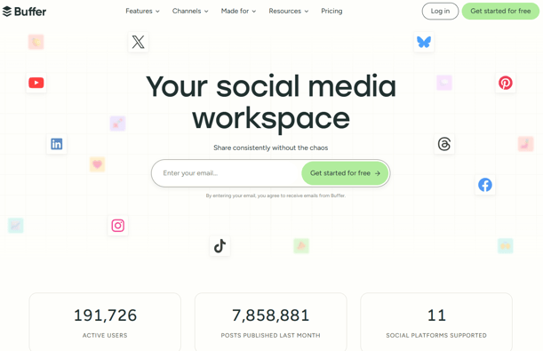 Social media management platform using AI to streamline content publishing and engagement.