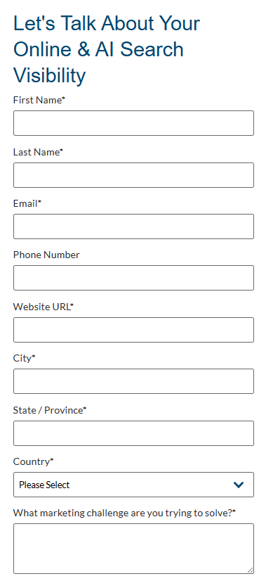 Lead capture form example for optimizing your landing page for lead generation and collecting user details.