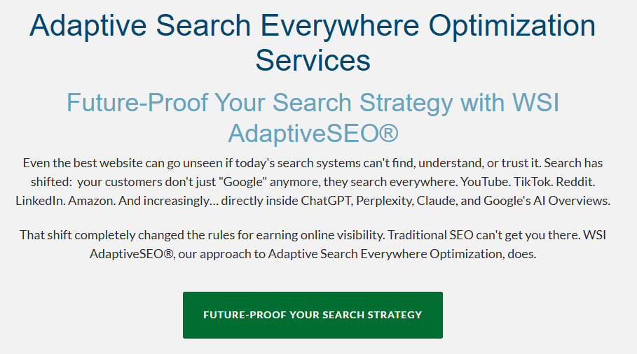 Service landing page section showing optimizing your landing page for lead generation in practice.