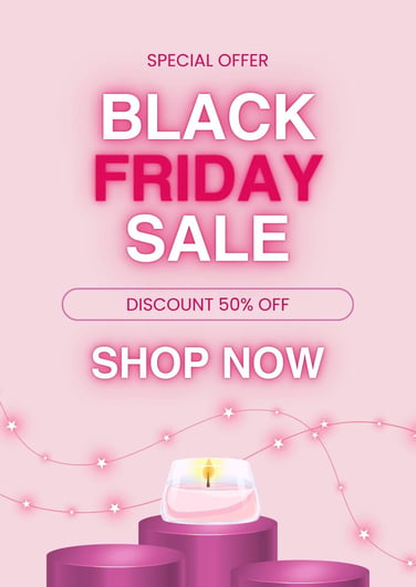 Black Friday sale banner with 50% discount, showcasing limited-time offer tactics in seasonal marketing strategies.
