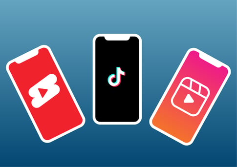 Icons of YouTube Shorts, TikTok, and Instagram Reels representing short-form video discovery channels.
