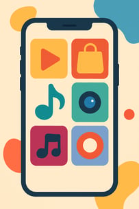 Smartphone screen with colorful app icons, representing ecommerce trends in social commerce expansion to new platforms.