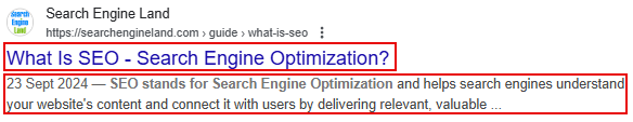 Google search result example showing why is my SEO not working due to missing or weak meta title and description.