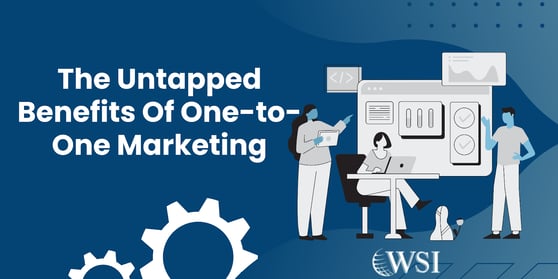 Image showing three people interacting with data and screens, highlighting the untapped benefits of one-to-one marketing. 